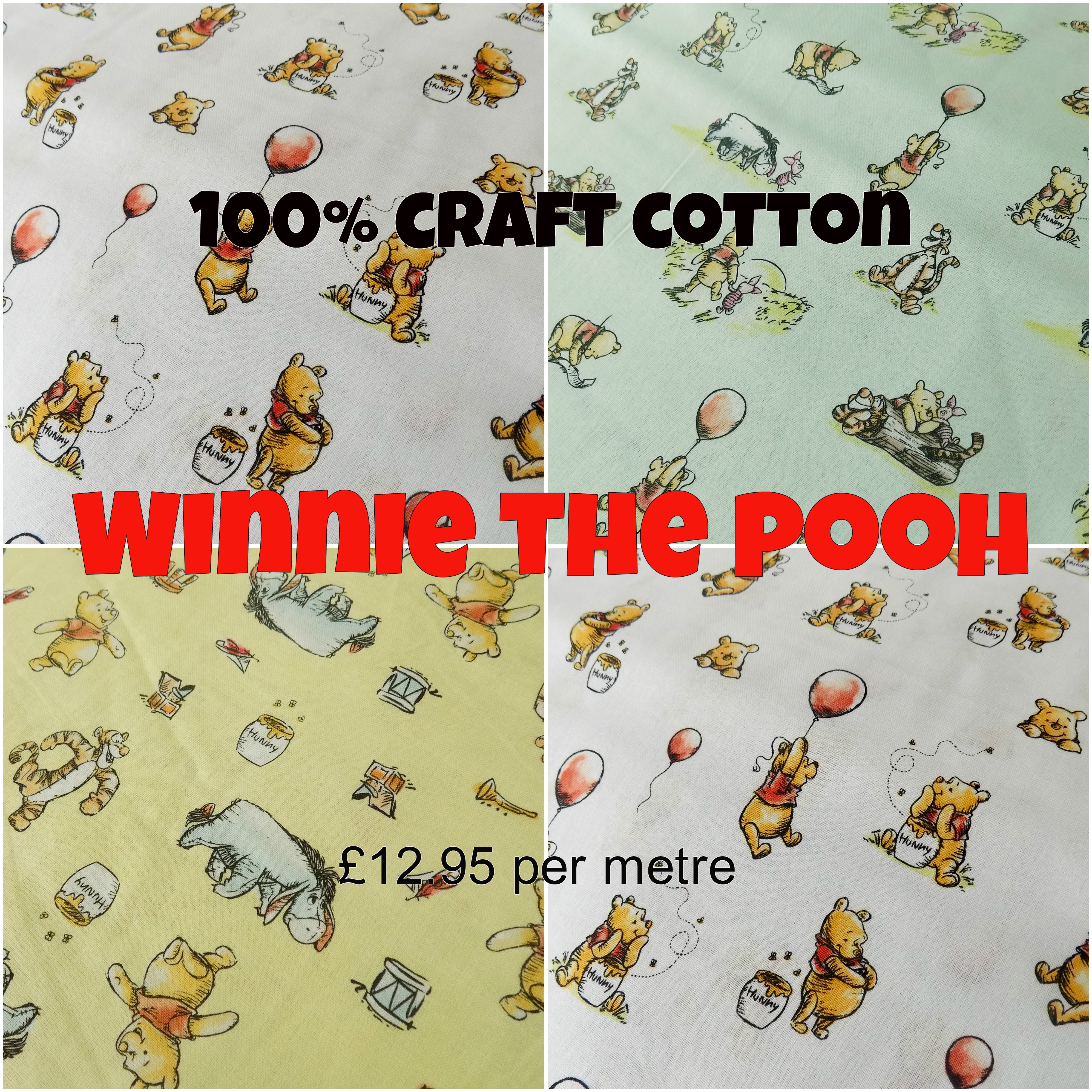 Sewing Projects Crafts Cotton Fabric Scraps Winnie the pooh Quilting 